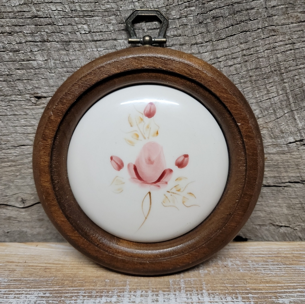 Vintage Homco Lasting Products Floral Rose Ceramic Plate Wall Plaque